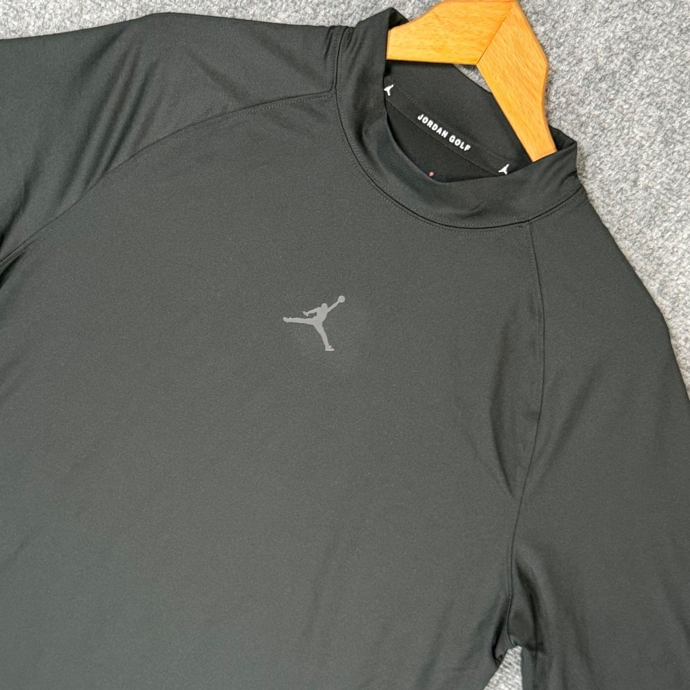 Jordan Golf Dri-FIT Mock Neck Shirt Men's Large Black Performance Stretch